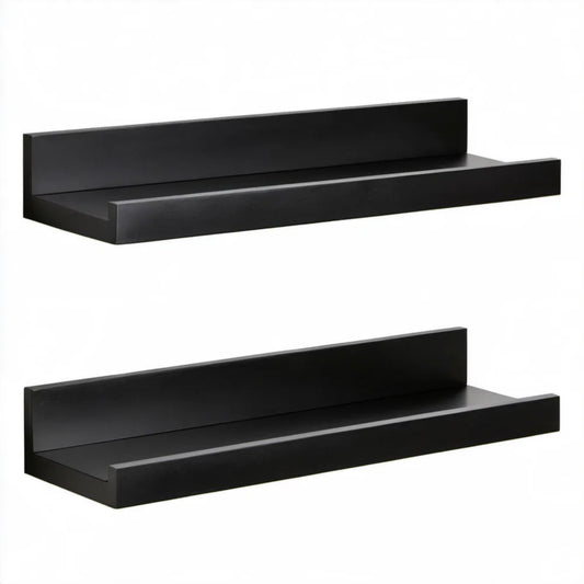 Zestaw 2 czarnych półek ściennych z MDF 60 x 15 x 10 cm