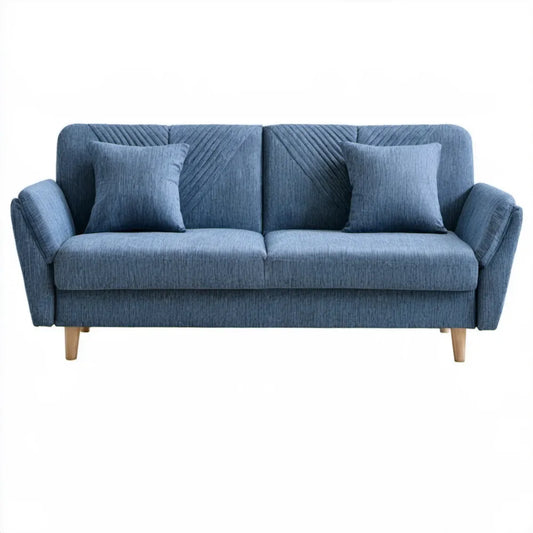Niebieska sofa dwuosobowa z tapicerką poliestrową 195 x 85 x 90 cm