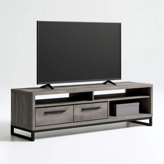 Szafka RTV 160 x 40 x 50 cm z 2 szufladami, szary dąb/czarny