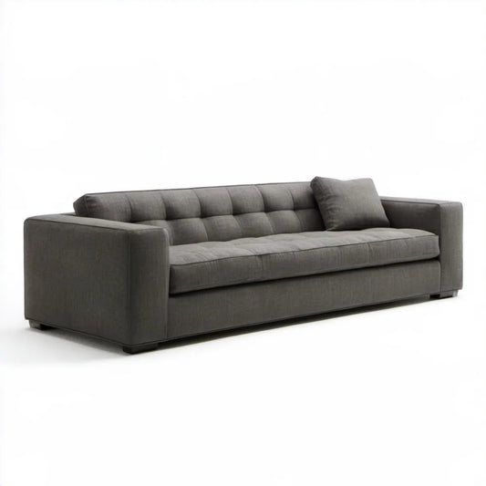 Grafitowa sofa trzyosobowa z tapicerką poliestrową 220 × 90 × 85 cm