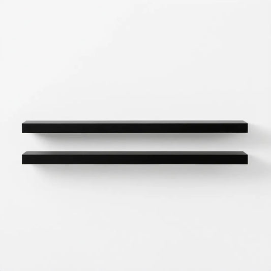 Zestaw 2 wiszących półek MDF z powłoką PVC, czarne, 110 x 23,5 x 3,8 cm